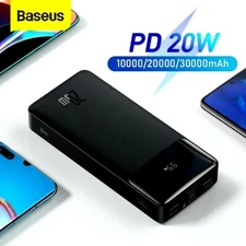 Baseus Portable Charger, PD 20W Super Fast Charging 4 Port USB C Power Bank
