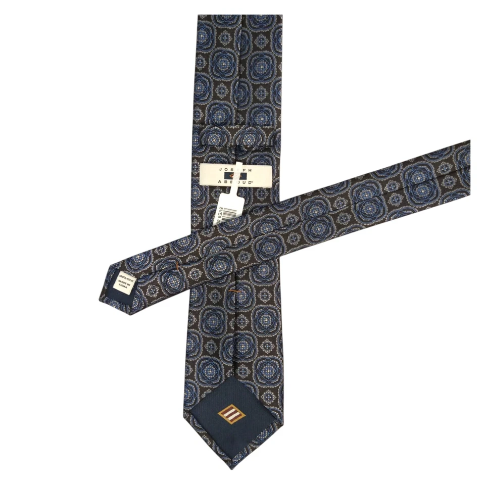 Corbata de diseñador clásica 3.0 JOSEPH ABBOUD para hombre de seda negra azul medallones Foto 4 de 4