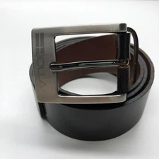Hollas Casual Work Belt Brown Mens Sz 38 Genuine Leather Silver Buckle 1 5/8"