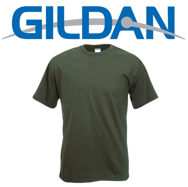 T-shirt Gildan Verde Militare 100 % Cotone Maglietta Maniche Corte T-shirt Gildan Verde Militare 100 % Cotone Maglietta Maniche Corte