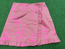 Lilly Pulitzer Pink Brown Zebra Print Corduroy Reversible Skirt Girls Sz 14