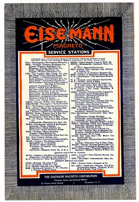 1920 Eisemann Magnetos 1 Pg. 2 Sided Ad: Standard Equipment on 167 Models