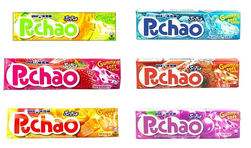 UHA Puccho Puchao Chewy Candy 1.76oz Cola Ramune Soda Grape Melon Mango Japan