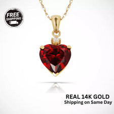 14K Yellow Gold Classic Heart Shaped Simulated CZ Pendant for Women