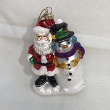Christmas Snowman Head Ornament Hand Blown Glass Thomas Pacconi Classics