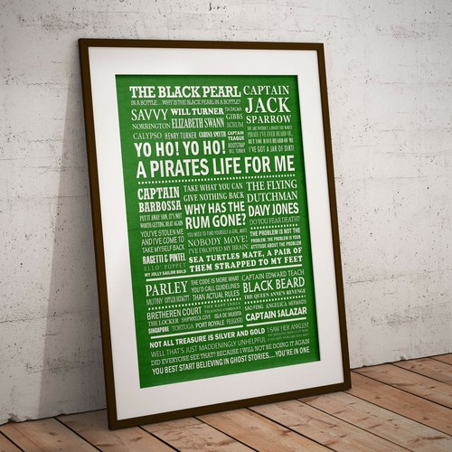THE PIRATES OF THE CARIBBEAN Typography Print (available in 8 colours) - Picture 4 of 34
