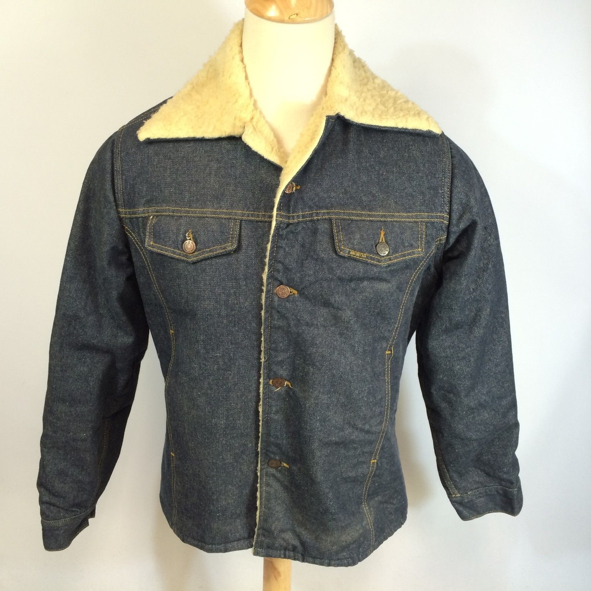 Vintage 50s 60s Mens Denim Jean Sherpa Sears Roebucks Work Chore 