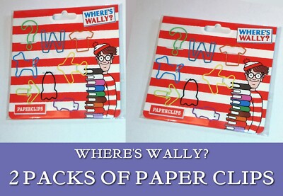 WHERE'S WALLY ? 2 PACKS SHAPED PAPER CLIPS Dog Rocket ARROW T-shirt W Car Plane