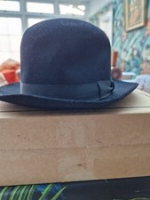 Vintage Christys' London Black Mens Soft Bowler Trilby Hat Wool Size 56, 6 & 7/8