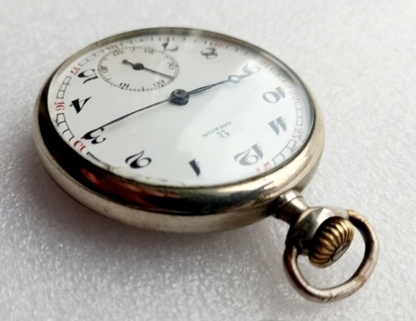 Antique Pocket Watch Omega Mechanical Swiss Marked Open Face Rare Old