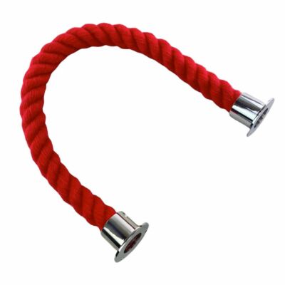 32 mm rotes Polyspun Absperrseil x 2 m c/w poliertes Chrom Tassenenden