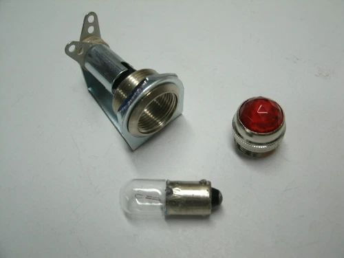 Tube amp pilot light assembly, jewel, and #47 bulb,  red jewel, USA made