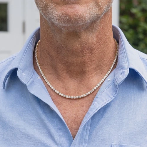 GRA Moissanite Tennis Chain Necklace 3mm Stainless Steel Silver Gold 16-22 Inch - product listing photo