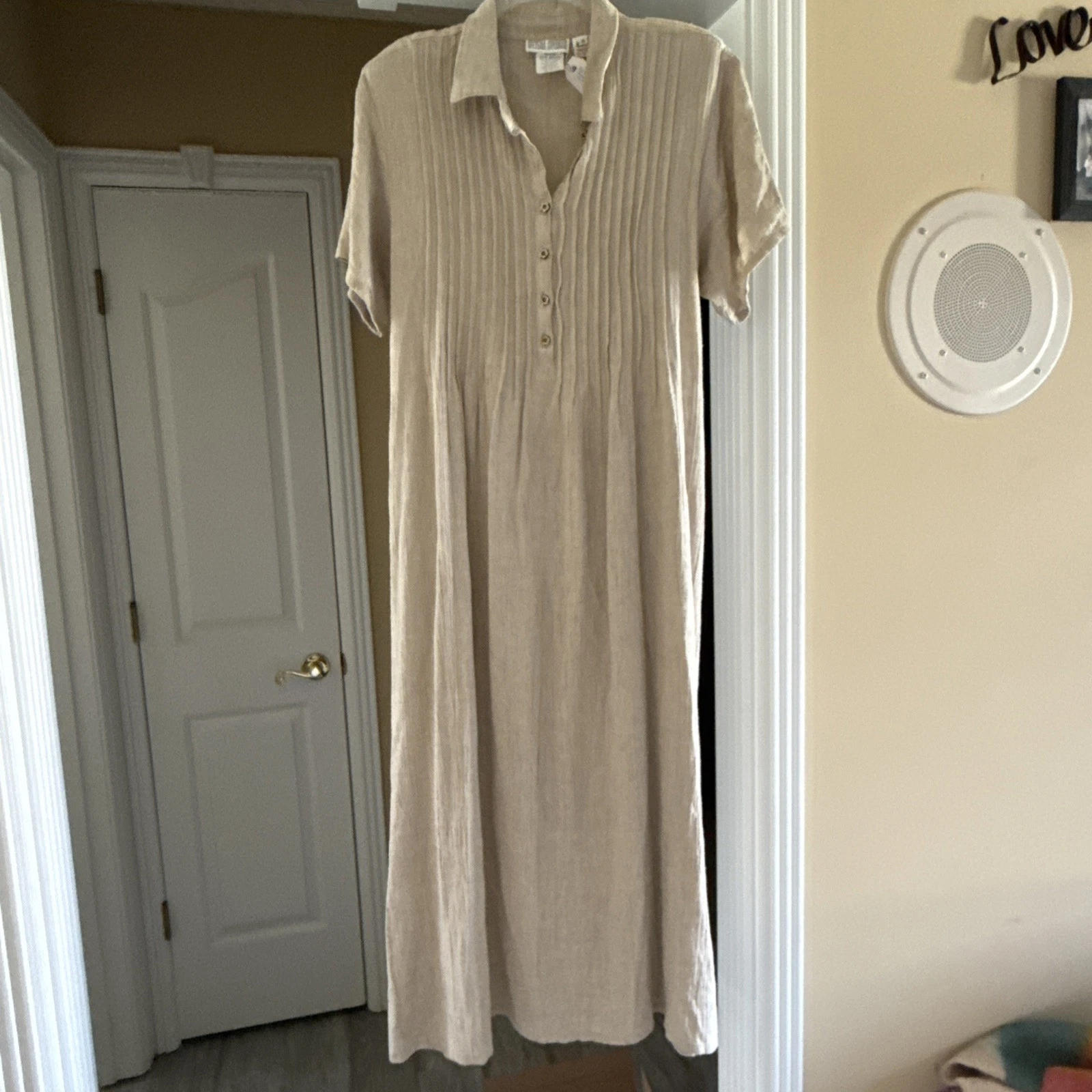 Vintage gotcha covered flax rayon long dress. Made In USA