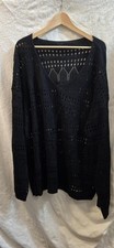 Black Open-Knit Pullover Sweater 7XL