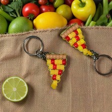Beaded Animal  Food Keychains Multicolor with Key Ring Modern Lot