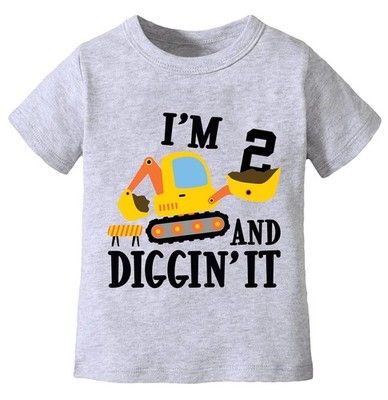 Todder Boys 2 Year Old Excavator Birthday Shirt Boy 2nd Bthday Tee Shirt Birt...