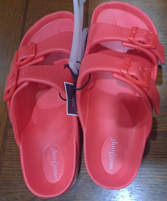 West Loop Women's Orange Sandals with buckle straps size medium (7/8)