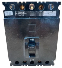 Square D FAP36100 Circuit Breaker 100A 600V 3P Lug to Lug 100 Amp 3 Pole Used