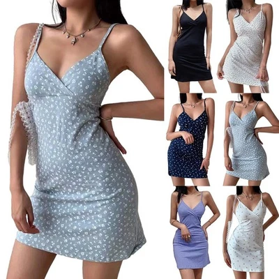 Kleid Frauen Schlankes Ärmelloses Sexy Rückenlos Spaghetti -Gurtkleid Y2k - Bild 1 von 4