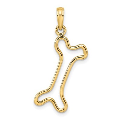Anhänger 14 Karat Gelbgold ausgeschnitten und poliert Hundeknochen