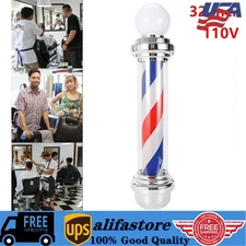 Barber Shop Pole Rotating Light Hair Salon Red/Blue/ White LED Stripes Sign Lamp
