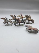 Lot of 6 Vintage Cast Iron Race Horses with Jockeys 2.25"