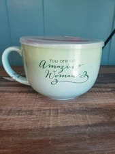 Abbey & Ca Gift "Amazing Women" Soup/Coffee Mug W/Plastic Cover NWT
