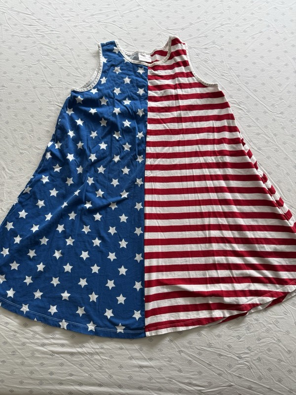 Hanna Andersson July 4th Stars Stripes American Flag Dress Red White Blue 14-16