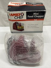 New Family Chef Red Mini Food Chopper Metal Blade 1.5 Cup Pulse Button Da Choppa