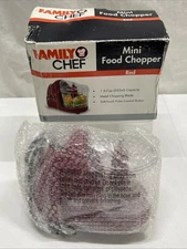 New Family Chef Red Mini Food Chopper Metal Blade 1.5 Cup Pulse Button Da Choppa