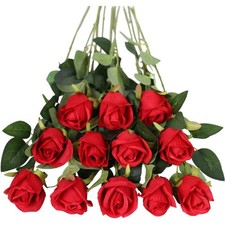 Künstliche Rosen Blumen 12 Stück Seide Hochzeitsdeko Garten Deko Tischdekoration