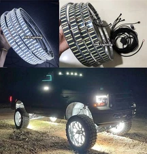 JHB Set (4) 17.5" PURE WHITE QUAD ROW Remote Switch  Strobe LED Wheel Rim Lights