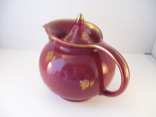 Hall Pottery Windshield Lidded Teapot Tea Pot Vintage Burgundy 6-Cup 0693 USA - Picture 3 of 7