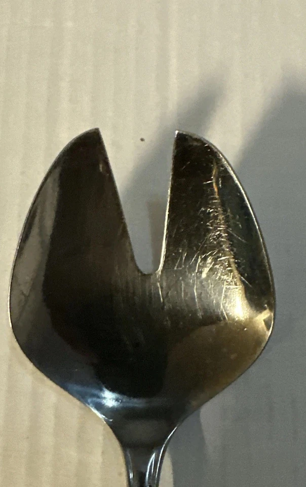 Tenedor de cuchara para servir vintage de acero inoxidable Japón Spork - patrón floral ornamentado Foto 2 de 4