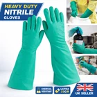 Heavy Duty Nitrile Chemical Resistant Gauntlet Gloves Latex Free Industrial Safe