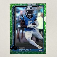 2025 Topps Chrome Rico Dowdle Green Pigskin Parallel /99 Carolina Panthers