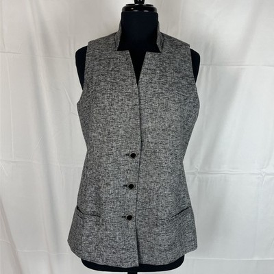 Chico's Metallic Silvery Grey 3 Button Twill Vest Size 1 (US M/8) Lined