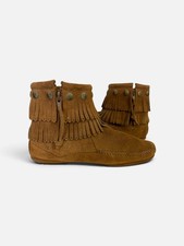 Minnetonka Moccasin Fringe Suede Booties Size 6.5