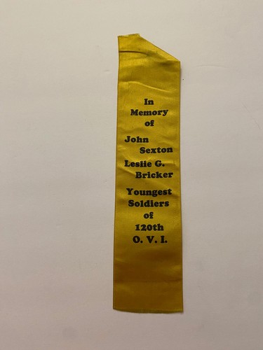 120th Ohio Infantry OVI Regiment Reunion Ribbon John Sexton Leslie Bricker