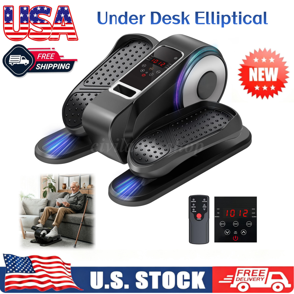 Seated Machine Ellipse Leg Exerciser as Seen on TV Under Desk Elliptical Machine