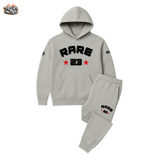 Men's Grey Hoodie Joggers Sweatsuit 'Rare 23' Set To Match Air Jordan 13 Bred
