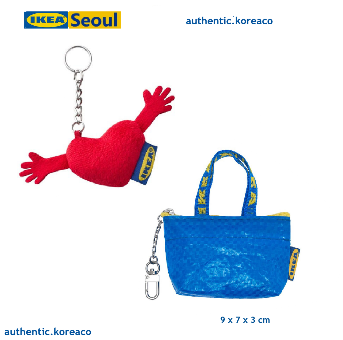 IKEA Red Heart Hands mini Kamratlig, Blue Horse Dala Horse KEYRING