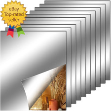 10 Pieces Flexible Mirror Sheets Self Adhesive Decorative Plastic Mirror Tiles