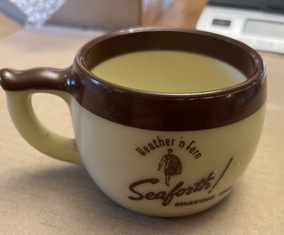 Vintage Custard Glass Seaforth Heather N Fern Shaving Mug Alfred D McKelvy Co NY