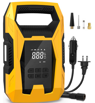 AC/DC Tire Inflator Portable Air Compressor Dual Power w/ Gauge & Auto Shutoff
