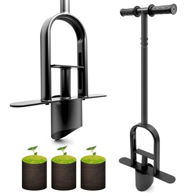 Long Handle Bulb Planter Tool Stand Up Sod Plugger Lawn Turf Hole Digger Grip