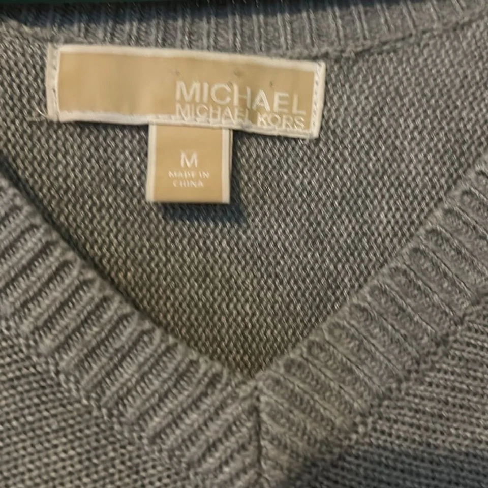Michael Kors cotton blend with leather accents - short sleeve sweater - Size M — 第 2/4 张图片