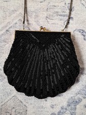 Lord And Taylor Black Beaded Vintage Purse