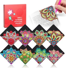 8 Pcs Diamond Art Corner Bookmarks Leather Dimond Painting Book Mark Kit for Adu